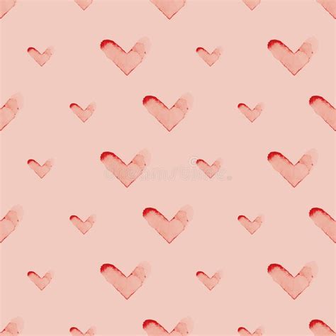 Vector Painted Red Pink Hearts Seamless Pattern Stock Vector