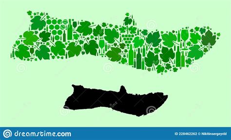 Mapa De Colagem De Vinhos E Uvas Na Ilha De Molokai Ilustração do Vetor