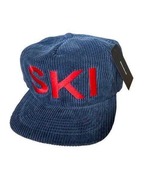 Vintage Corduroy Snapback Hat With Ski Embroidery Retro Ski Cap Classic