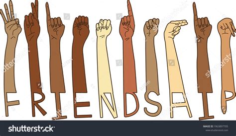 Friendship Asl American Sign Language Diverse Stock Vector Royalty