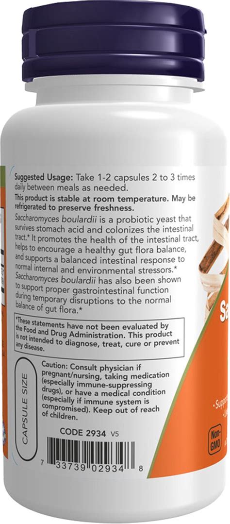 Now Foods Saccharomyces Boulardii 60 Capsules Bol