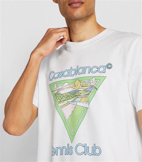 Mens Casablanca White Cotton Tennis Club Print T Shirt Harrods Uk