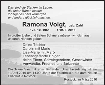 Traueranzeigen Von Ramona Voigt Trauer Anzeigen De