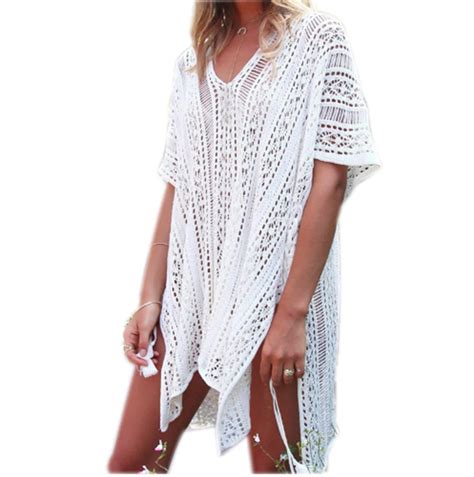 New Sexy Beach Cover Up White Crochet Robe De Plage Pareos For Women Swim Wear Beachwear