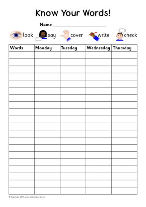 Spelling Practice Templates