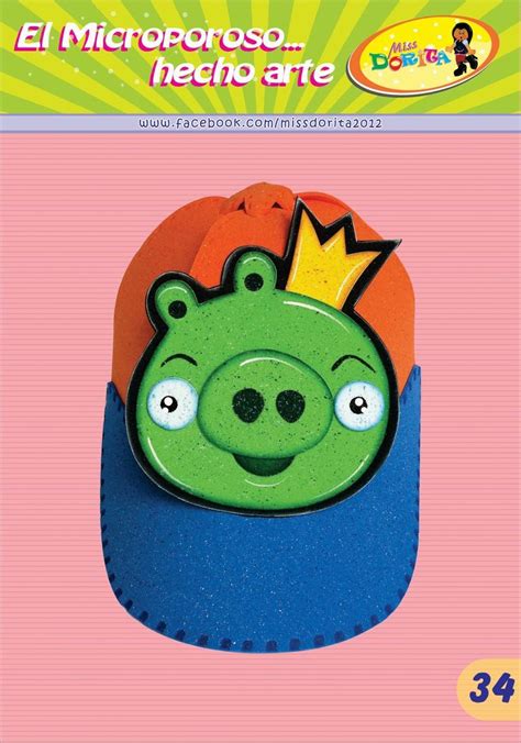 Gorro Angry Birds Verde Goma Eva Foami Manualidades Hacer Moldes