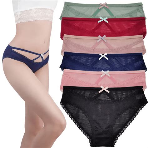 6 Pack Women S Lace Bikini Panties Sexy Panty Underwear Medium Walmart