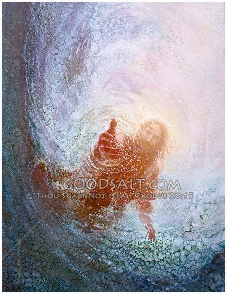 Christ Reaches Down Into The Water To Rescue One Drowning Biblical