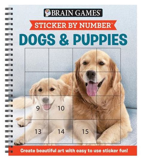 Brain Games Sticker By Number Dogs And Puppies Square Stickers