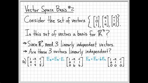 Linear Algebra Example Problems Vector Space Basis Example Youtube