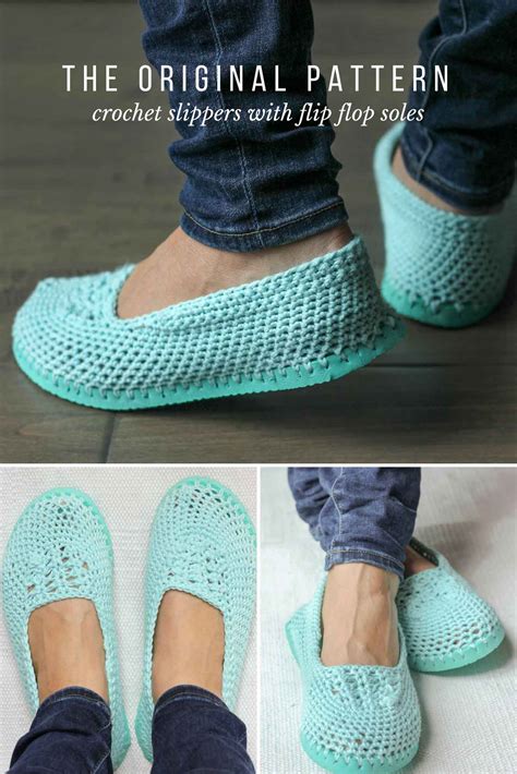 slippers with flip flop soles - free crochet pattern - DIY From Home