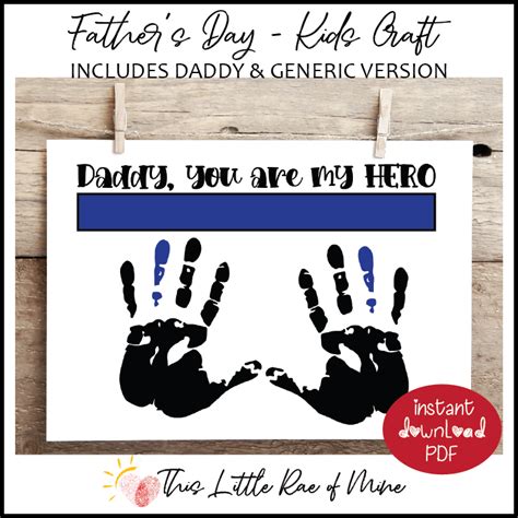 You Are My Hero Policeman Thin Blue Line Father S Day Handprint