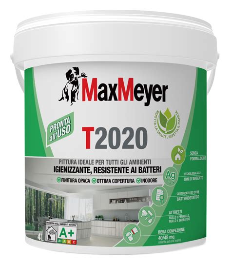 Pittura Murale Traspirante Antibatterica MAX MEYER T2020 Bianco 4 L