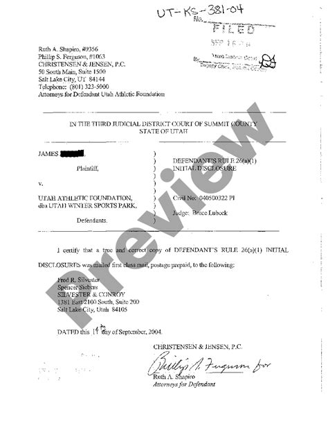 Rule 26 A 1 Initial Disclosures Form For Individual US Legal Forms