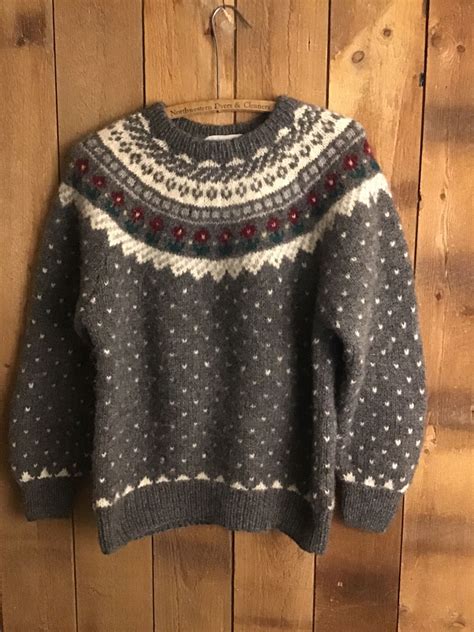 Vintage Shetland Wool Fair Isle Pullover Sweater Deansof Etsy Vintage Sweaters Shetland