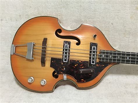 Teisco Kawai Norma Violin Beatle Bass 1960 S Pumpkin Caramel Reverb