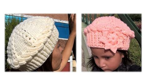 Como Tejer La Boina N° 3 A Crochet Con Flor Para Niñas Y Mujer En Punto