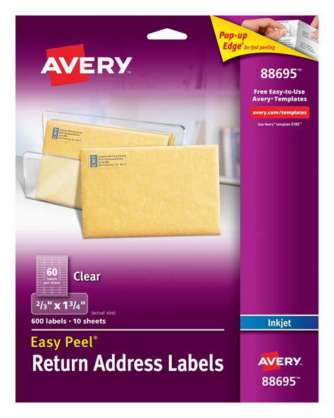 Avery Return Address Labels, 2/3" x 1-3/4", Easy Peel, Clear, 600 Labels (88695) - Walmart.com ...