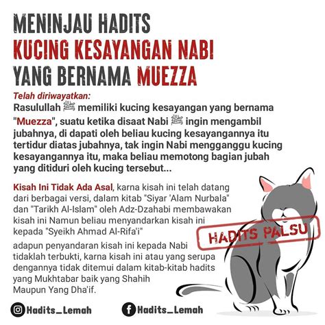 Foto Dakwah Hadis Palsu Kucing Kesayangan Nabi Yang Bernama Muezza