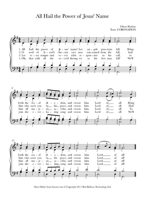 Oliver Holden All Hail The Power Of Jesus Name Sheet Music For Organ