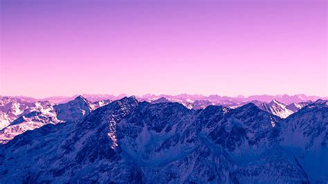 Monta A Morada Con Nieve Y Cielo Morado Morado Fondo De Pantalla Hd