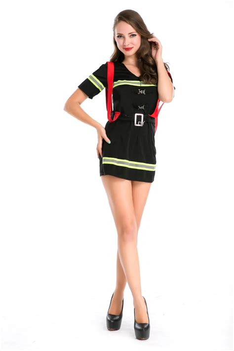 Ensen Female Fireman Costumes Adult New Style Sexy Uniform Halloween Cosplay Costume Policewoman