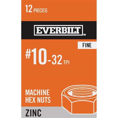 Everbilt 10 32 Zinc Plated Machine Screw Nut 12 Pieces 826331 The