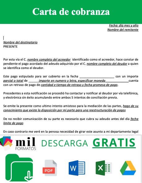 Carta De Cobranza Ejemplos Y Formatos Word PDF 2022