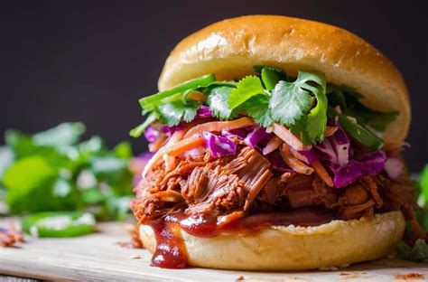 Mouth Watering Bbq Pulled Pork Sandwich With Spicy Slaw Recipe Rhamburgerrecipes