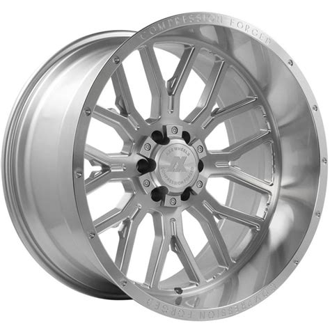 24x12 Axe Offroad Ax6 1 Silver Brushed Milled W Mirror Lip