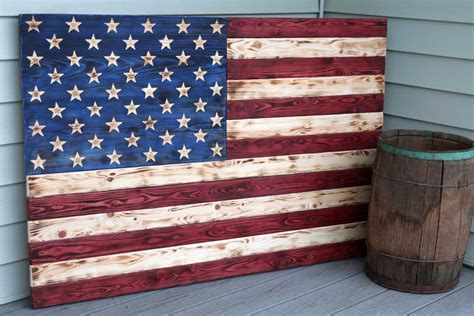 Rustic Wooden American Flag, Carved Wooden Flag, Rustic Flag Sign