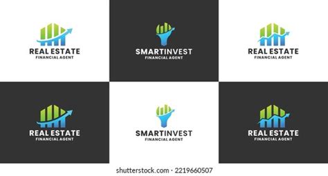 Set Smart Invest Logo Design Financial Stock Vector Royalty Free