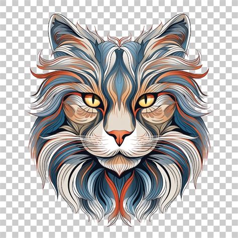 Premium PSD Illustration Of Cat Head With Big Eyes And Long Whiskers