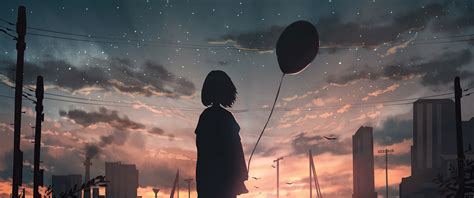 3440x1440 Anime Girl With Balloon In Hand Ultrawide Quad Hd 1440p Hd