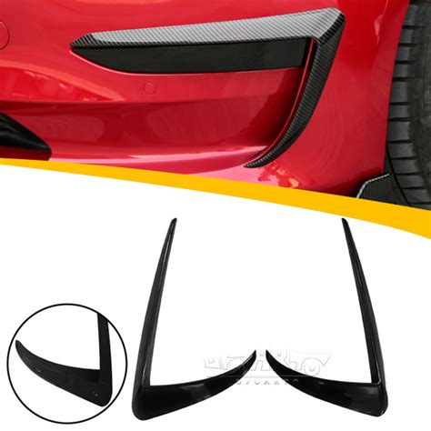 Abs Plastic Carbon Fiber Aero Style Front Fog Lamp Frame For Tesla