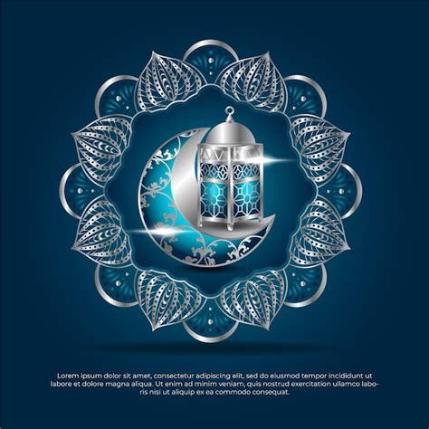 Eid Al Adha Mubarak Blau Und Silber Islamische D Mondlampe Mandala