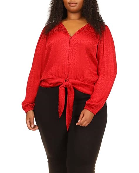 Michael Michael Kors Plus Size Animal Jacquard Crop Tie Top