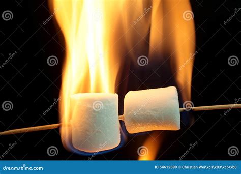 Burning Marshmallow Stock Image Image Of Burn Burning 54612599