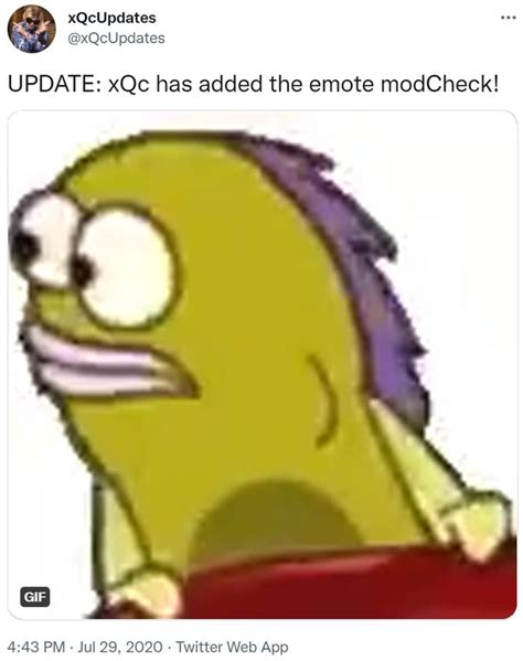 Update Xqc Has Added The Emote Modcheck Modcheck Fish Turns