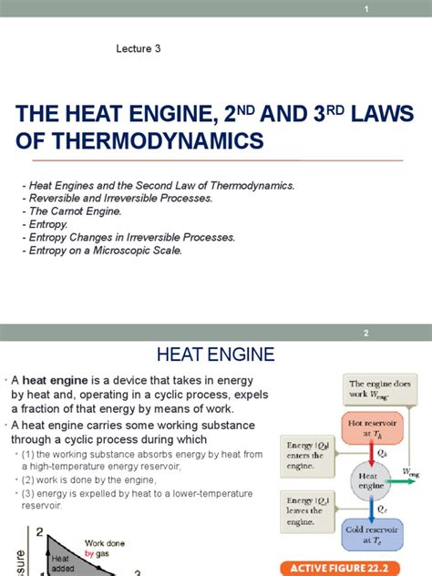 Lecture 03 The Heat Engine 2nd And 3rd Laws Of Thermodynamics Download Free Pdf Second