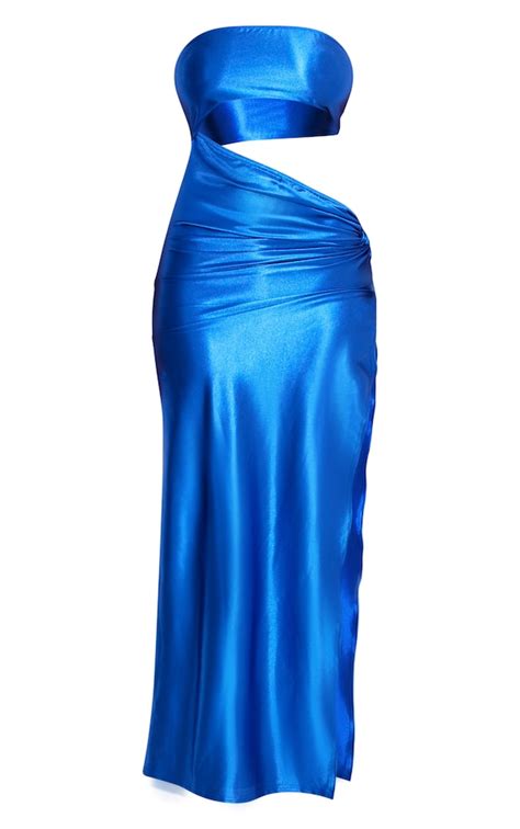 Shape Bright Blue Stretch Bandeau Cut Out Split Dress Shape