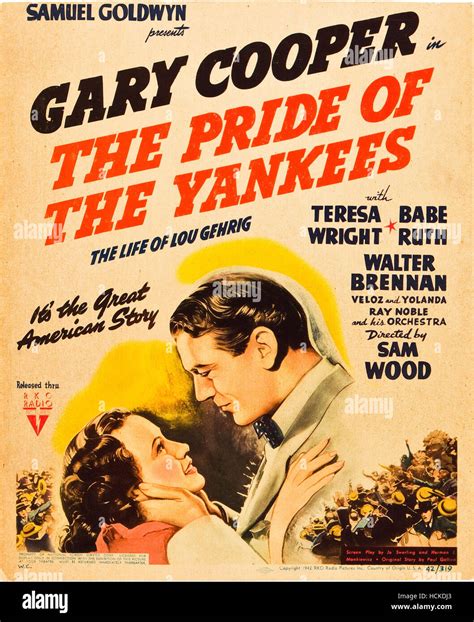 THE PRIDE OF THE YANKEES, l-r: Teresa Wright, Gary Cooper on window card, 1942 Stock Photo - Alamy