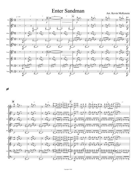 Enter Sandman Arr Kevin McKenzie By Metallica Sheet Music For