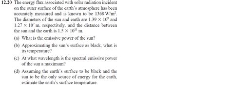 Solved The Energy Flux Associated With Solar Radiation