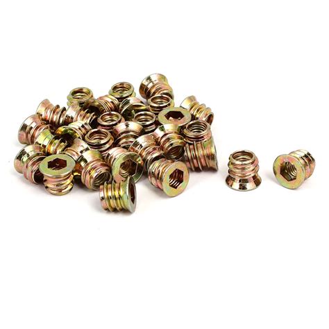 Uxcell Wood Furniture M X Mm Insert Interface Hex Socket E Nut Bronze