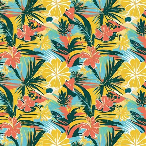 Flat Design Pattern Design Of Hawaiian Shirt Premium Ai Generated Image