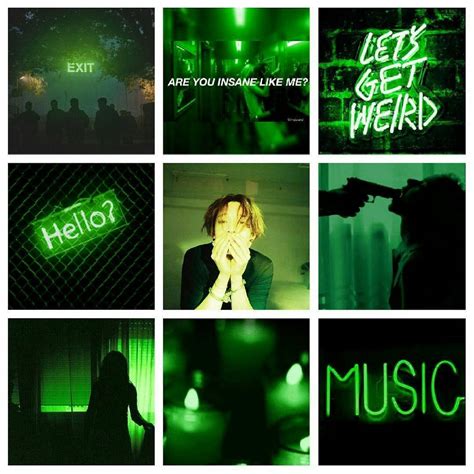 Download Nine Grid Collage Neon Green Aesthetic Wallpaper