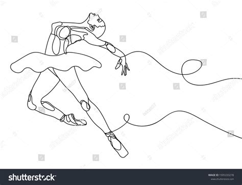 Ballerina Isolated Line Drawing Vector Illustration Stock Vector ...