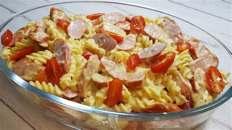 MACARRÃO CREMOSO SALSICHA Receita fácil e rápida Receita