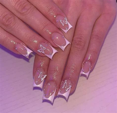 Short Acrylic Nails French Tip Colored Acrylic Nails Acrylic Nails